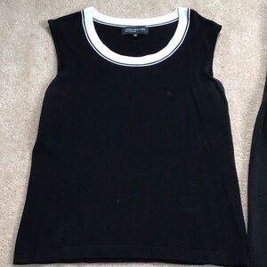 Jones New York Black Sleeveless Top with White Trim